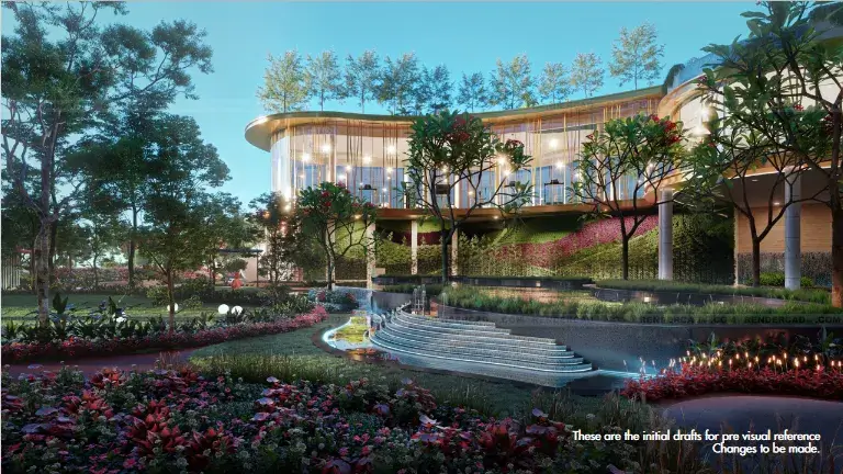 Illuminated clubhouse pavilion and amphitheatre steps at a Homeland Group project — CP67 Mohali, Sector 67, International Airport Road, Mohali