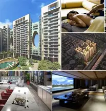 Homeland Heights high-rise towers, clubhouse interiors and landscaped podium in Sector 70 Mohali